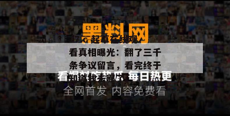 17.c 起草在线观看真相曝光:翻了三千条争议留言,看完终于知道钱去哪了。